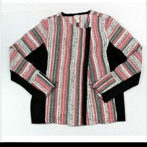 CHICOS 2 Asymmetrical Zip Knit Moto Jacket